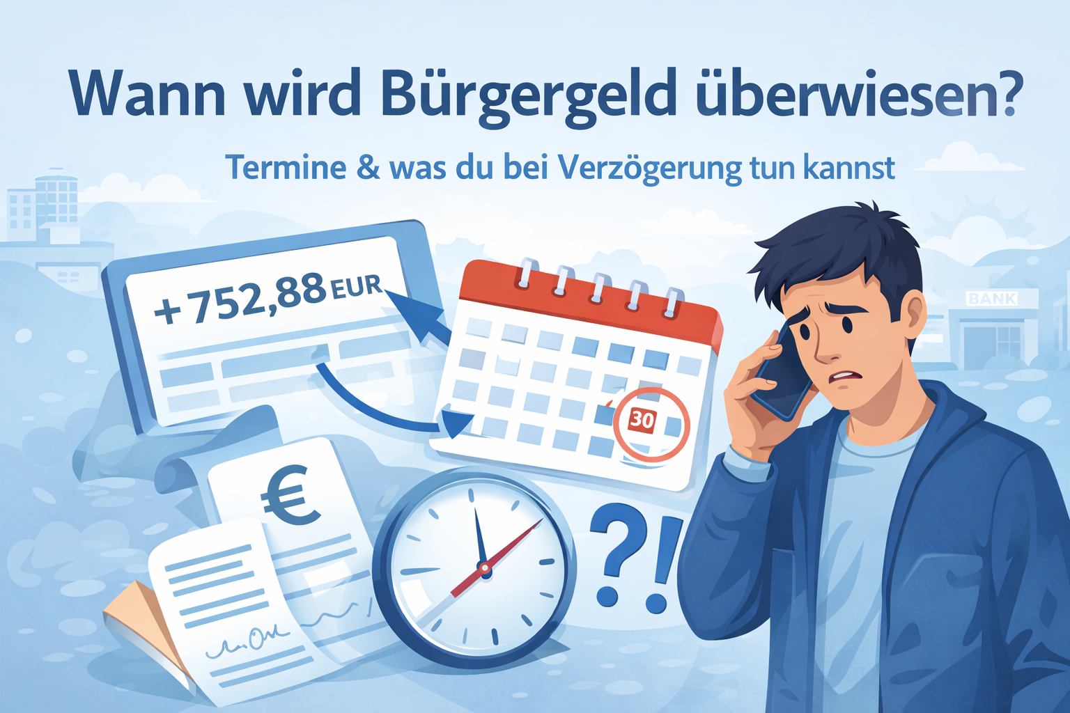 Wann wird Bürgergeld überwiesen? Termine, Uhrzeit & was du bei Verzögerung tun kannst