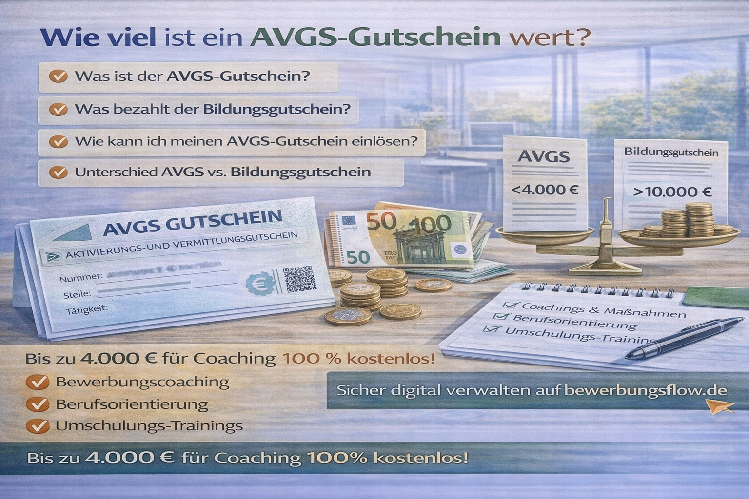 AVGS-Gutschein: Wert, Einlösung und Unterschiede zum Bildungsgutschein